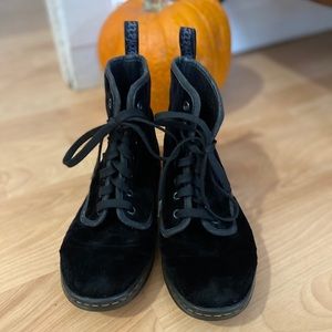 Dr. Martens black velvet shoreditch booties